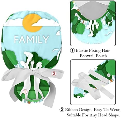 2 парчиња среќно семејство од три во паркот зелено копче за чистење капа за работа со една големина мулти боја