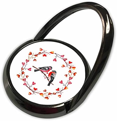 3drose Симпатични loveубовни птици во тркалезна илустрација на венец за срце - Телефонски ringsвони