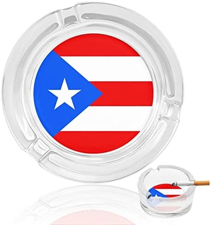 Порто Рико знаме тркало со стакло од стакло од стакло за цигари, случајна сад за пушење пепел