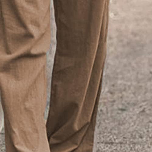 Мајифу-ЏЕЈ Жени Цветни Печати Ленени Ремени Панталони Еластични Хипи Панталони Со Висок Струк Обични Плажа Широка Нога Дневна