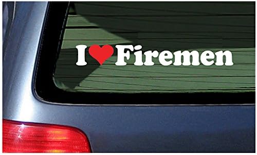 Сакам пожарникари бели букви црвено срце винил декларална налепница пожарникарски декорации за автомобили