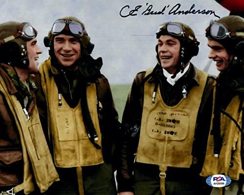CE Bud Anderson потпиша 8x10 PSA DNA WWII P -51 ACE 16.25 убива слика во боја на слики - Автограмирана MLB фотографии