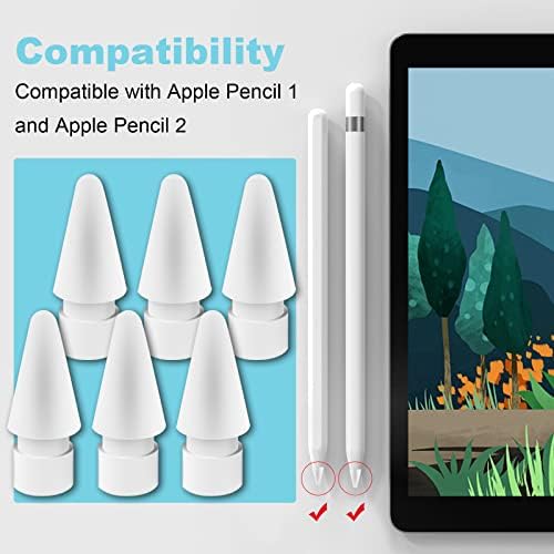 Wonleded 4PCS Премиум замена за молив совети за Apple Pencil 2 -та генерација iPad Pro Pencil, Apple Pencil Ipencil NIB компатибилен за iPad Apple молив 2 gen / 1 St, бело