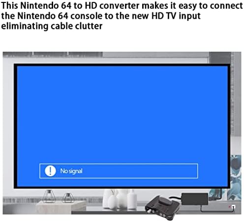 Jorzer N64 до HD адаптер компатибилен со Nintendo 64 конзола ТВ Влез за игри со видео конвертор, конвертор на адаптер 1080P