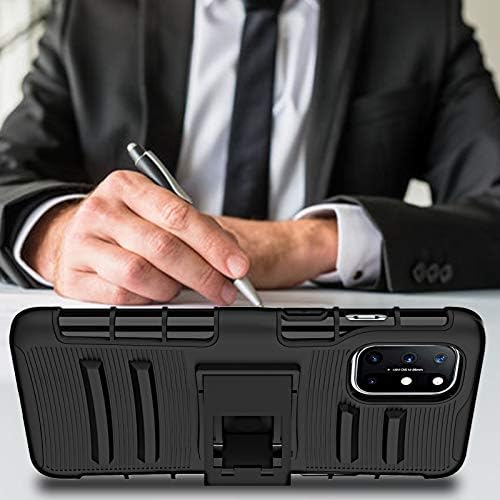 Ailiber OnePlus 8T Holder Case, OnePlus 8T+ заштитник на екранот, OnePlus 8T+ 5G Swivel Belt Clip Kickstand Shickstand, Heavy Duty Rugged Fullbody Armor Shell Protective Cover за еден плус 8T/8T+ Plus-Black