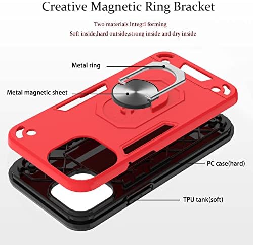 Ultra Slim Case компатибилен со iPhone 13 Pro Max Case, воен степен на шок -отпорен случај со магнетна монтажа на автомобили компатибилен со заштитен случај за iPhone 13 Pro Max Телефон