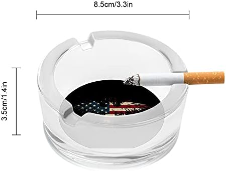 Американски знаме орел кристален пепелник цигари и цигари држач за фиока за пепел, стакло околу затворен декор на отворено
