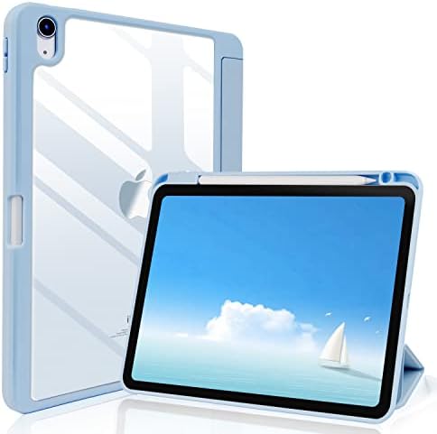 Случај за iPad Air 5 -та/4 -та генерација 2022/2020 со држач за моливи, тенок паметен капак со чиста задна обвивка за iPad Air 5/4 Случај 10,9 инчи, Поддршка за безжично полнење со мол?