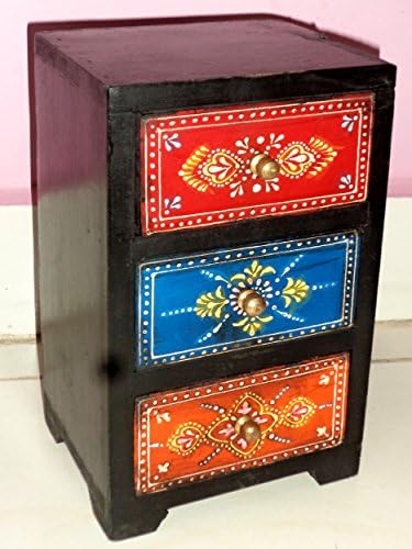 Тривени Уметност &засилувач; Занаети Неверојатни Индиски Ракотворби Дрвена Рака Насликани Врежана Накит Фиока Градите Кутија