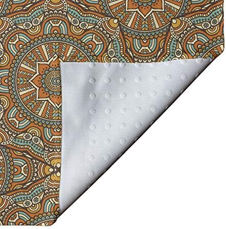 Амбесон Традиционална пешкир за јога мат, боемска мароканска starвезда со украсни линии за движење криви гроздобер илустрација,