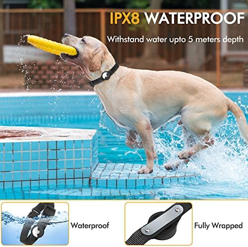 Airtag јака за кучиња, IPX8 водоотпорна јаболко јака за кучиња, 360 ° сеопфатна Apple Air Tag за јака на кучиња, држач за анти-изгубена