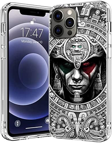 Транспарентен Мек Тпу Заштитен Телефон Случај Мексикански Ацтеките Гордост Ацтеките Сонце Камен Компатибилен за iPhone 13 Про