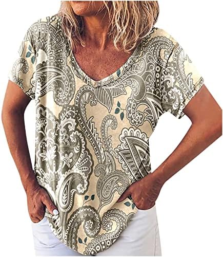 Девојки блуза облека мода y2k краток ракав длабок v врат памук графички обичен врвен врв за жени лето есен ci