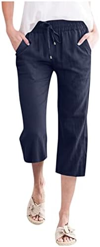 Labeенски лабав исечен каприс карго џогери панталони цврсти бои за џемпери стилски обични панталони со џебови