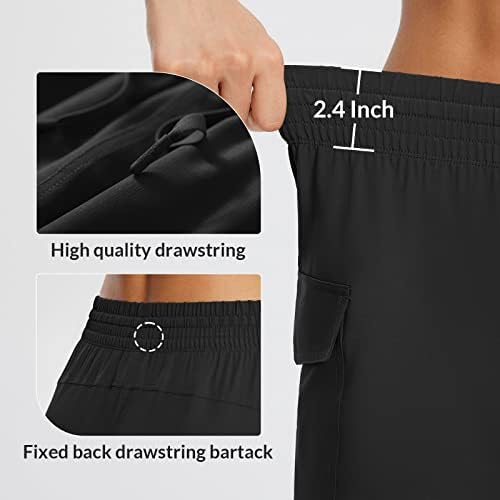 Baleafенски женски шорцеви високи половини за пешачење за пешачење шорцеви од џебови, еластично лесен сув атлетски UPF50