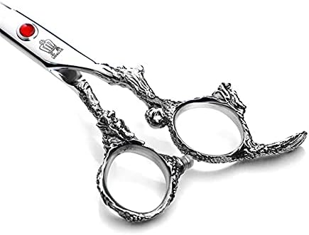XJPB ножици за сечење на косата сет 6.0/5,5 инчи комплет за сечење на коса јапонски 440C ножици од не'рѓосувачки челик за бербер мажи жени салон змеј рачка, 5,5инч