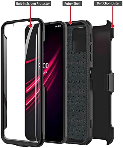 Hontech за T-Mobile Revvl 6 Pro 5G Case, Holder Phone Case со вграден заштитник на екранот за заштита на екранот за вртење на