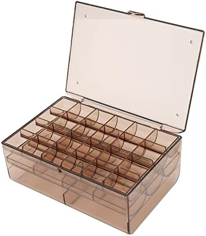 Кутија За Организатор на накит, 3 Слоја 38 Решетки Проѕирна Акрилна Кутија За Накит, Темно Кафеава Кутија За Прикажување Накит