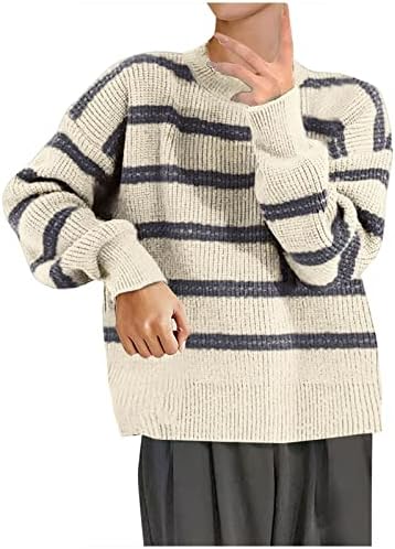 Џемпер со женски шарен пуловер со долги ракави џемпери во боја блокирајќи џемпер џемпер џемпер плетени врвови на туники