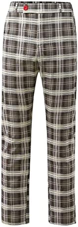 IOPQO M Облека за мажи Обични карирани карирани печати слаби панталони со панталони со панталони со еластична половината панталони