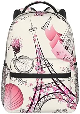 EWMAR Романтичен Париз кула велосипед печатена платно случајна ранец/мала тежина Студент патување ранец лаптоп ранец/7.8x11.4x15.7