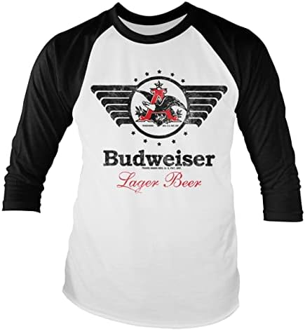 Budweiser официјално лиценцирана маица со долг ракав за бејзбол со бејзбол
