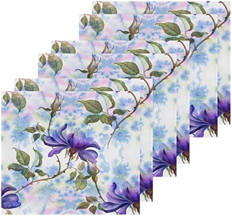 Кигаи Акварел Цвет Виолетови Памучни Крпи За Перење Комплет од 4, 12 х12 Меки Абсорбента Крпи За Перење Крпи За Лице Крпи За