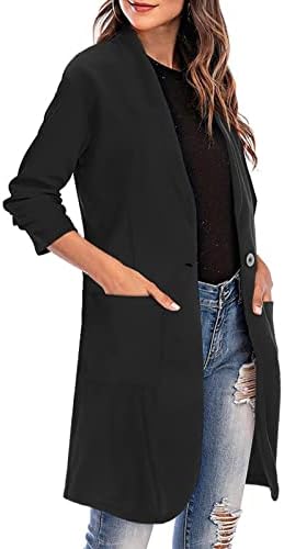 Долги јакни со палто за жени плус големина кардиган лапел женски палто тенок јакна долг ров со џебна волна и мешавини