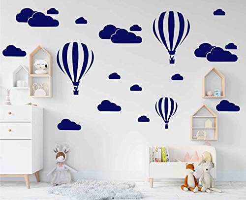 Џиновски Отстранлив ВИНИЛ 3Д Балони Со Топол воздух Со Облаци Ѕидни Налепници САМОСТОЈНИ Ѕидни Налепници Декор За Расадник Детска