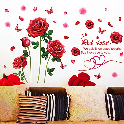 Амаонм Креативни Романтични Отстранливи Цвеќиња Роза Ѕид Налепница 3Д Домашен Ѕид Уметнички Декор Цвеќиња Ѕидни Налепници Цветен