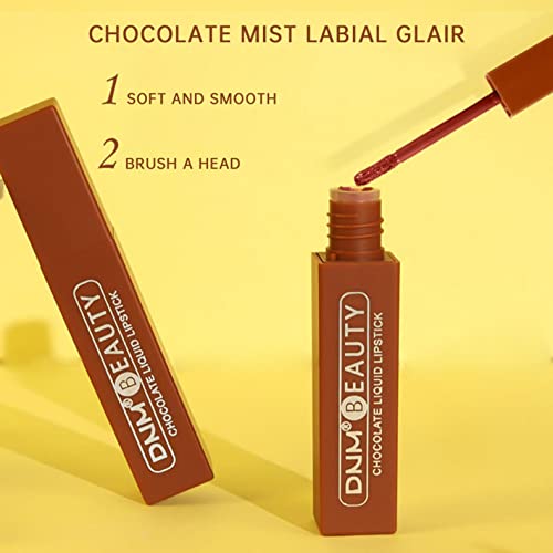 ЗИТИЈАНИ Чоколаден Мат Кармин, Професионална Шминка Долготраен Течен Кармин Со Висок Сјај, Водоотпорен Нелеплив Сјај За Усни,