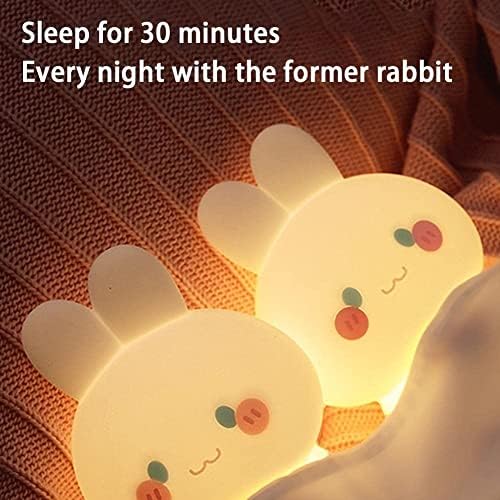 Силиконски зајак силиконски зајак LED ноќен светлосен сензор Шарена маса за ламба за полнење зајаче бебешки ламба деца за спиење