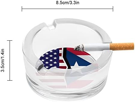 Американско и Порто Рико знаме стакло од пепел за цигари за преносен фиока за пепел, преносен држач за пепел, за затворено на