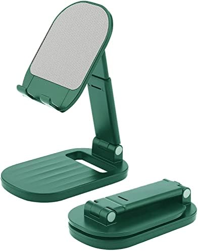 Преклоплив мобилен телефон Стенд за бирото - висина и агол прилагодлив држач за iPhone компатибилен со паметен телефон од 4-8