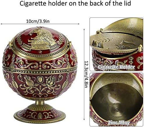 Гроздобер ветровитска пепел со капаче вино црвен орел метал глобус преносен цигара од цигара за домашна канцеларија занаетчиски