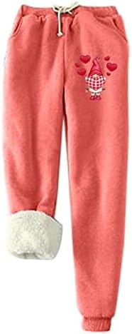 Christmasените со џемпери на женските руно, Божиќни џогери, панталони, панталони со панталони со атлетски салони со џебови со