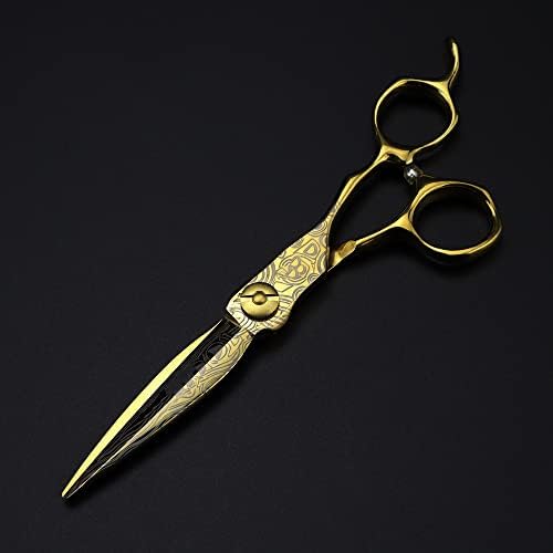 Ножици за сечење на косата, 6 -инчен професионален златен челик ножици Damascus Ножици за коса сечење бербер фризура за слабеење