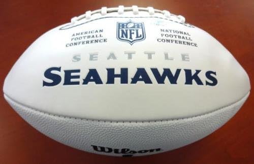 Кристин Мајкл го автограмираше белото лого фудбал Сиетл Seahawks MCS Holo Stock 81971 - Автограмски фудбали