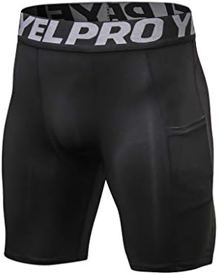 Бадхуб машки спортски компресивни шорцеви за обука на боди -билдинг тренинг фитнес спортски панталони со џебови за мобилни телефони
