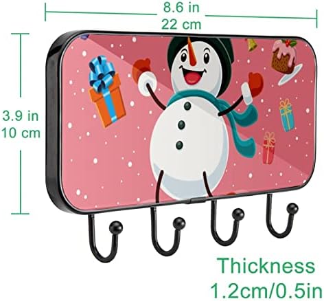 Среќен Божиќ Снешко Печати Палто Решетката Ѕид Монтирање, Влезот Палто Решетката со 4 Кука За Капут Шапка Чанта Облека Бања