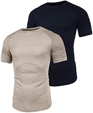 Coofandy Mens 2 пакувања опремени маици со ракави на ракав, вежбање на мускулите, маичка со долга салата за салата за салата