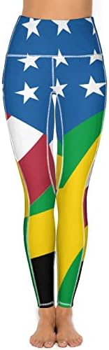 Американско Јамајканско Знаме Женски Јога Панталони Со Висок Струк Со Џебни Хеланки За Вежбање