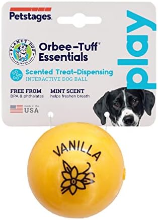 Планета Куче Орби-Туф Најважен Ванила Миризливи Интерактивни Куче Топката Третираат Диспензерот Играчка, Жолта