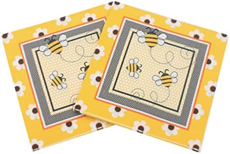 Хемотон starвезда Ткиво хартија 100 парчиња коктел салфетки пчели печатени декоративни забави за еднократна употреба салфетки