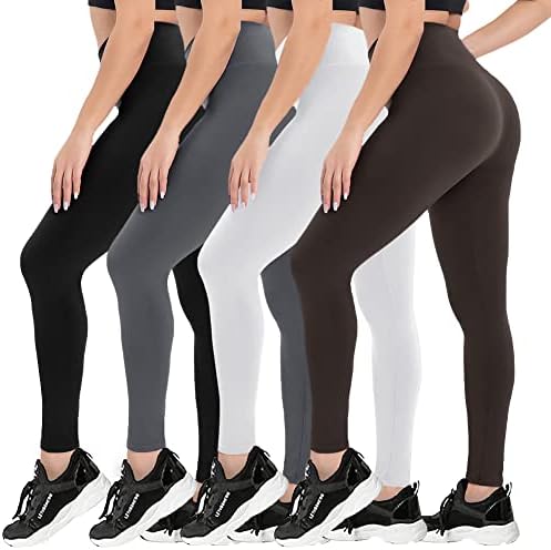 КАМПСНАИЛ 4 Спакувајте Хеланки Со Висок Струк За Жени - Меки Јога Панталони За Слабеење За Вежбање Рег &засилувач; Плус Големина