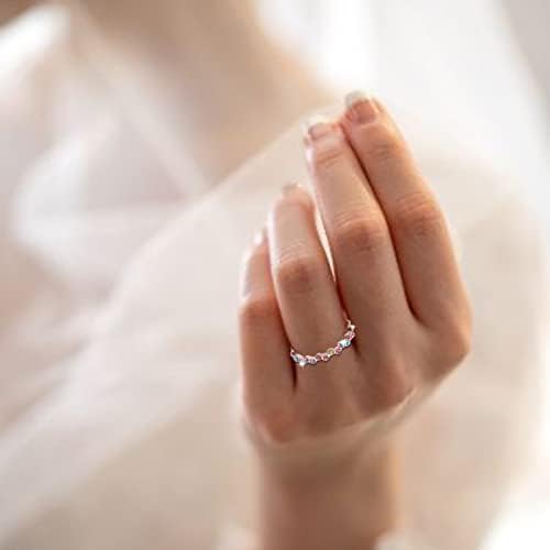 2023 Нова популарна брановидна боја дијамантски прстен дама виножито шарен дијамант шарен накит за прсти, бучен почетен прстен