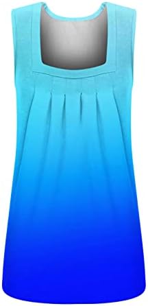 Резервоар за жени 2023 фустани кошули со елек омбре вратоврска боја камизола без ракави плоштад квадратни врат плетени тунични