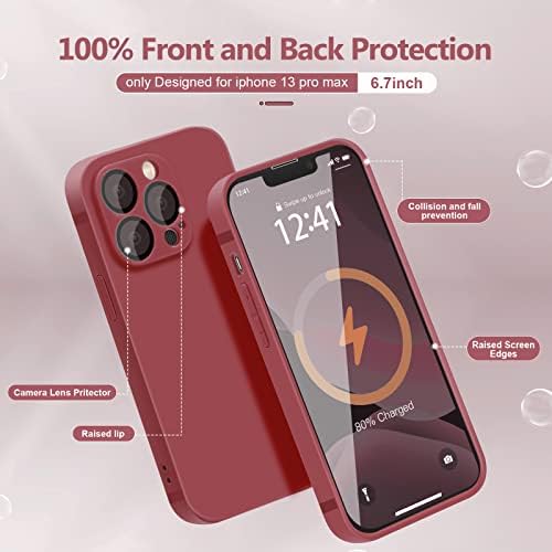 YZR Silicone Case компатибилен со iPhone 13 Pro Max Case, со заштита на фотоапаратот, течен силиконски телефонски случај