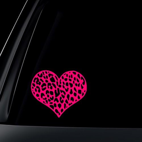 Светски дизајн леопард печати за печатење на срцев автомобил/налепница - топла розова