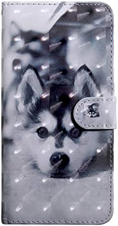 Meikonst Galaxy S22 Ултра случај, Мода Симпатична Куче 3D Шарени Насликани Стп Кожа Флип Со Држач За Картички Kickstand Книга